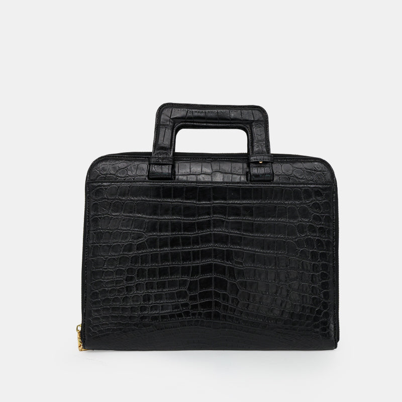 BLACK HANDMADE GENUINE CROCODILE BAG