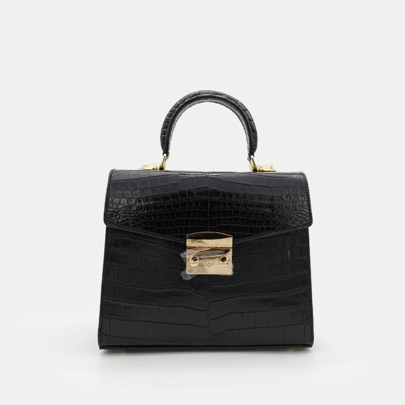 BLACK HANDMADE GENUINE CROCODILE BAG