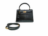 BLACK HANDMADE GENUINE PYTHON BAG