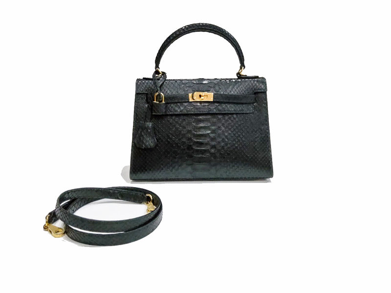BLACK HANDMADE GENUINE PYTHON BAG