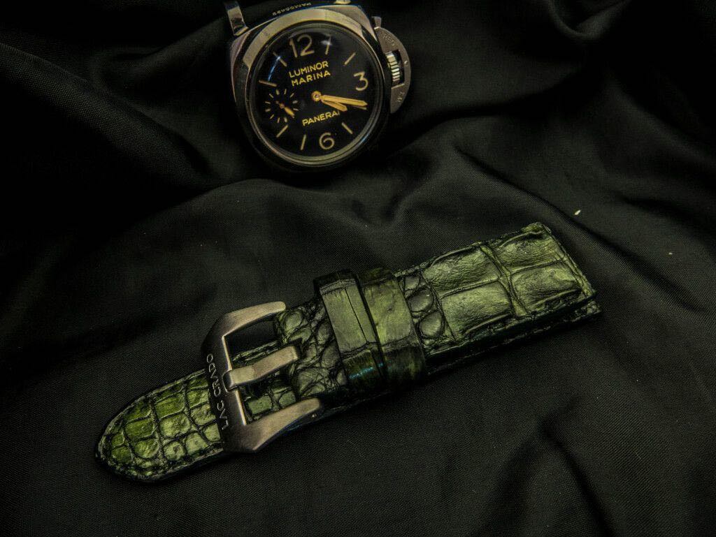 GREEN CROCODILE HORNBACK LEATHER STRAP - Lac Crado 