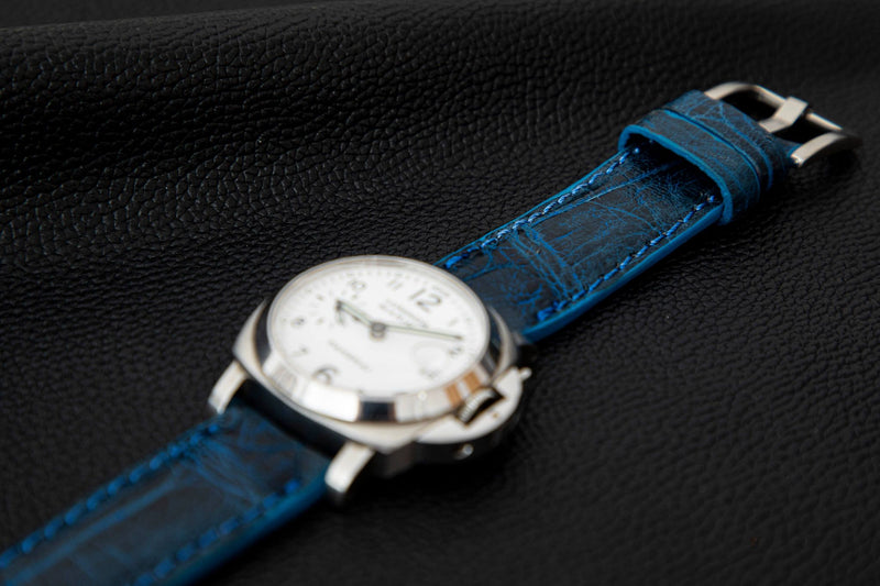 BLUE CROCODILE BELLY LEATHER STRAP - Lac Crado 
