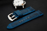 BLUE CROCODILE BELLY LEATHER STRAP - Lac Crado 