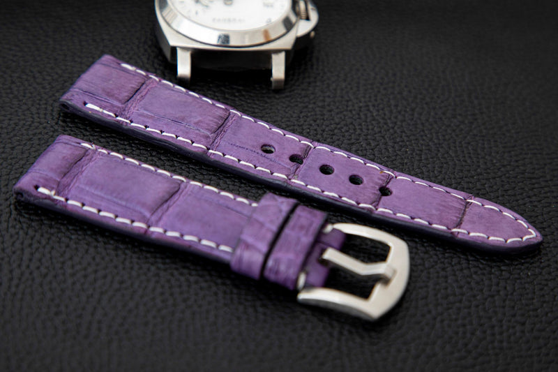 PURPLE CROCODILE BELLY LEATHER STRAP - Lac Crado 