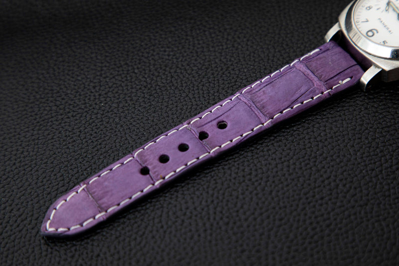 PURPLE CROCODILE BELLY LEATHER STRAP - Lac Crado 