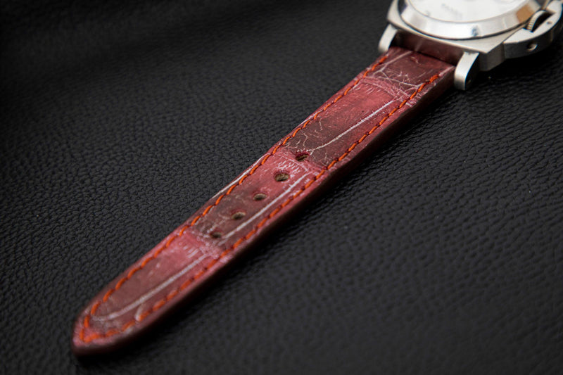 PINK CROCODILE BELLY LEATHER STRAP - Lac Crado 