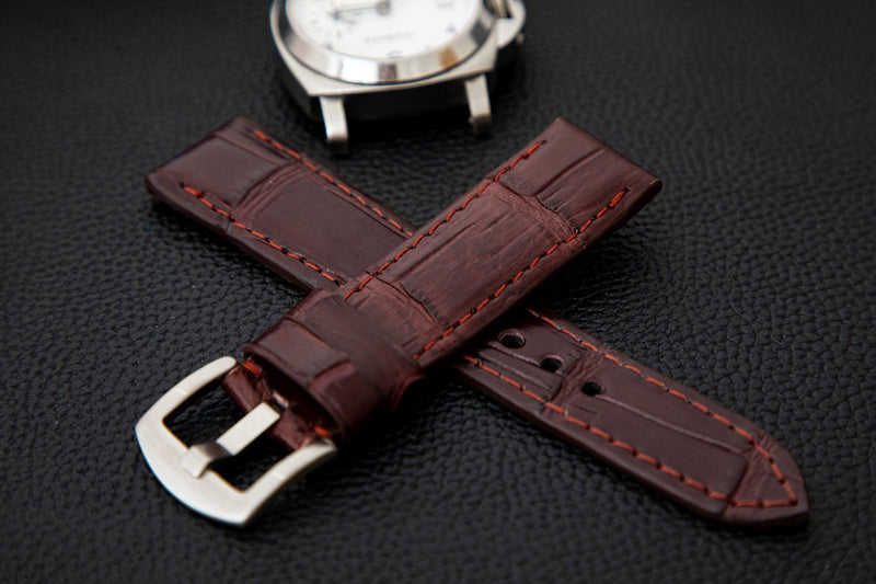 RED CROCODILE BELLY LEATHER STRAP - Lac Crado 
