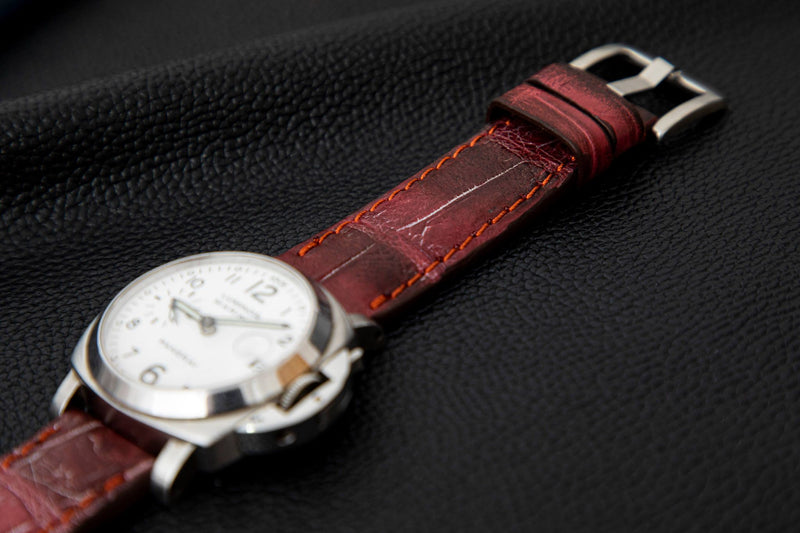 PINK CROCODILE BELLY LEATHER STRAP - Lac Crado 