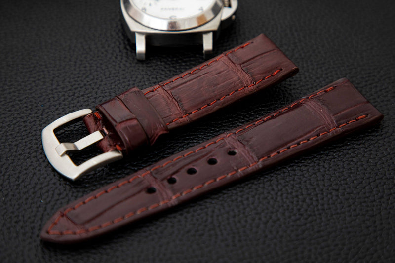 RED CROCODILE BELLY LEATHER STRAP - Lac Crado 