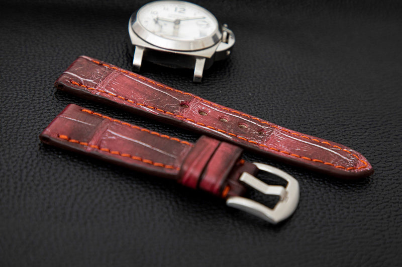 PINK CROCODILE BELLY LEATHER STRAP - Lac Crado 