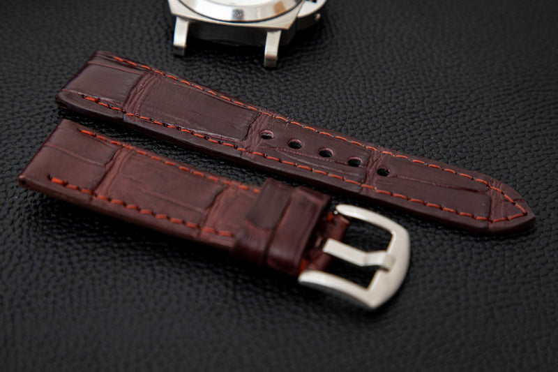 RED CROCODILE BELLY LEATHER STRAP - Lac Crado 