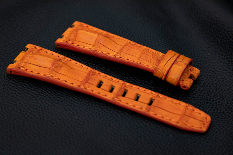 ORANGE CROCODILE HORNBACK LEATHER STRAP
