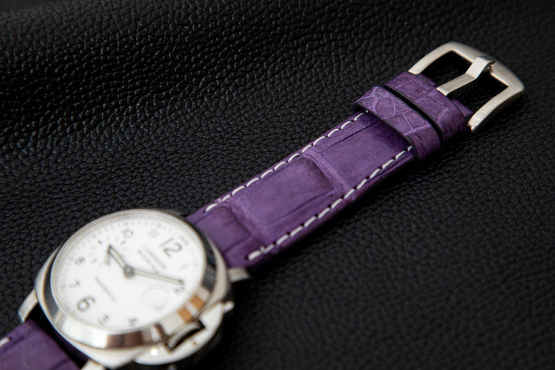 PURPLE CROCODILE BELLY LEATHER STRAP - Lac Crado 