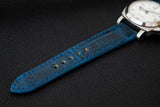 BLUE CROCODILE BELLY LEATHER STRAP - Lac Crado 