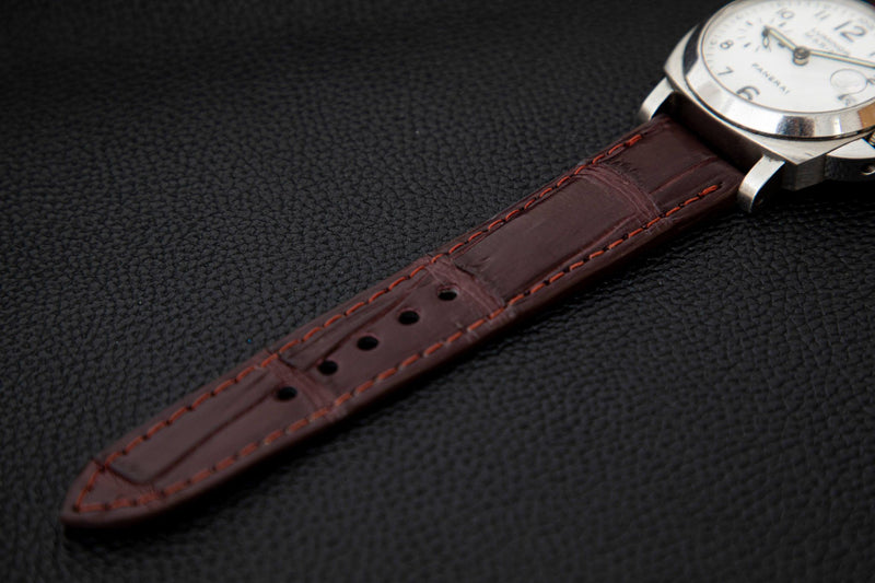 RED CROCODILE BELLY LEATHER STRAP - Lac Crado 