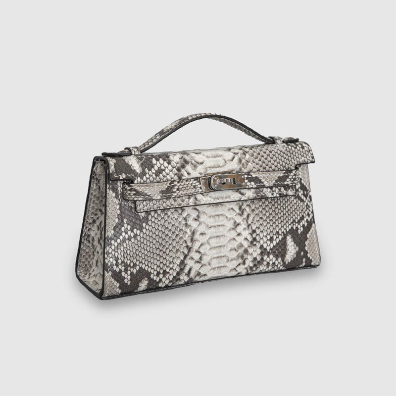 WHITE HANDMADE GENUINE PYTHON HANDBAG