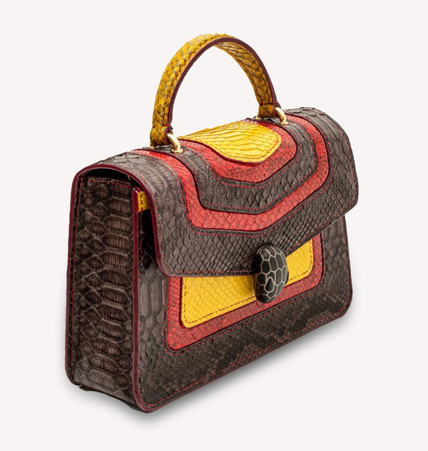 PUPPLE HANDMADE GENUINE PYTHON HANDBAG