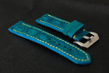 BLUE CROCODILE HORNBACK LEATHER STRAP - Lac Crado 
