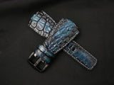 BLUE&BLACK CROCODILE HORNBACK LEATHER STRAP
