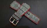 GREY CROCODILE BELLY LEATHER STRAP
