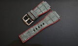 GREY CROCODILE BELLY LEATHER STRAP