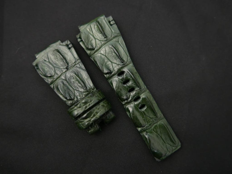 GREEN CROCODILE HORNBACK LEATHER STRAP