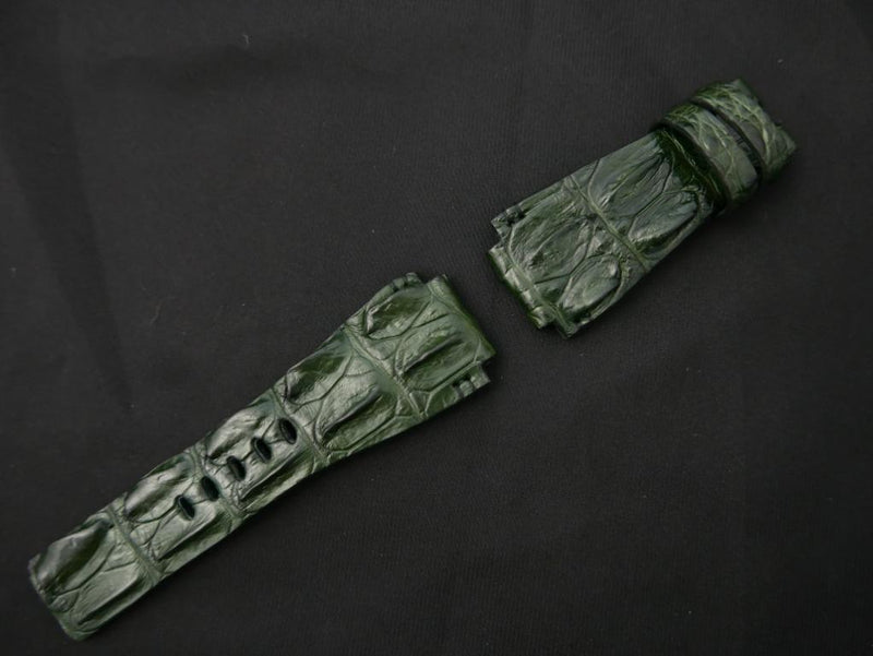 GREEN CROCODILE HORNBACK LEATHER STRAP