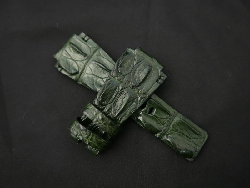 GREEN CROCODILE HORNBACK LEATHER STRAP