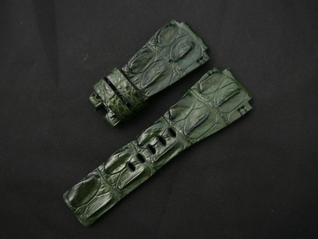 GREEN CROCODILE HORNBACK LEATHER STRAP
