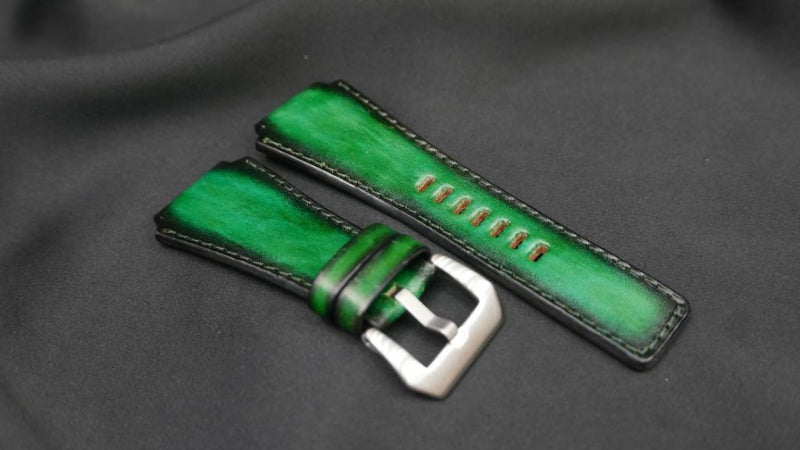 BLACK&GREEN CALF LEATHER STRAP