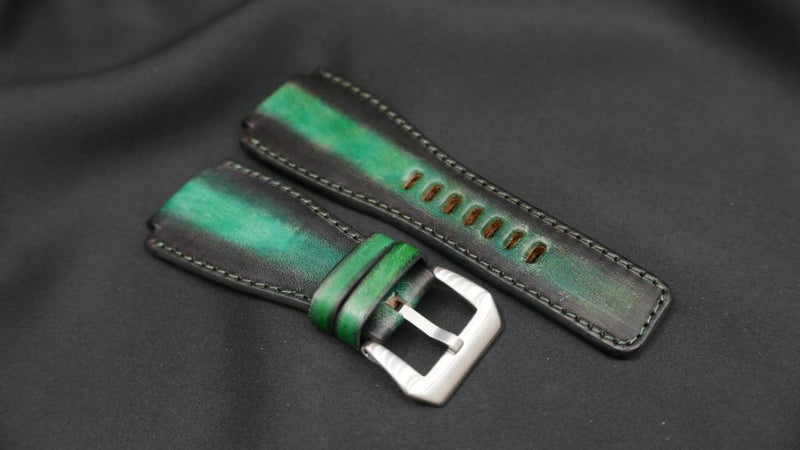 BLACK&GREEN CALF LEATHER STRAP