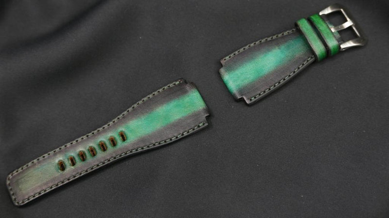BLACK&GREEN CALF LEATHER STRAP
