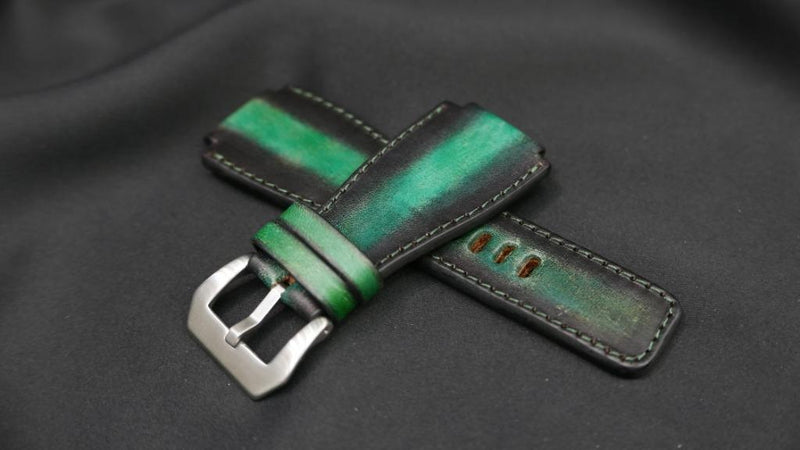BLACK&GREEN CALF LEATHER STRAP
