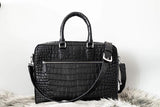 BLACK HANDMADE GENUINE CROCODILE LAPTOP SLINGBAG