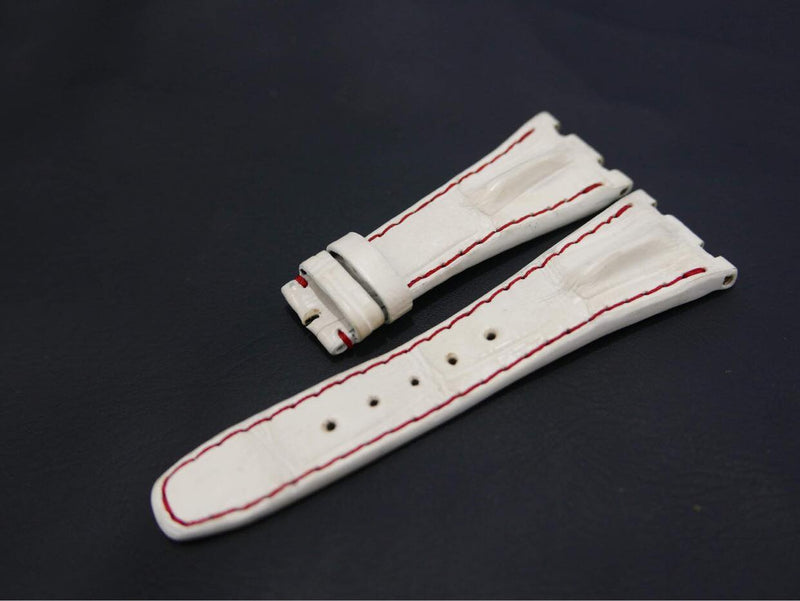 WHITE CROCODILE HORNBACK LEATHER STRAP - Lac Crado 