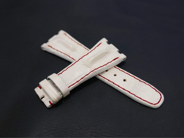 WHITE CROCODILE HORNBACK LEATHER STRAP - Lac Crado 