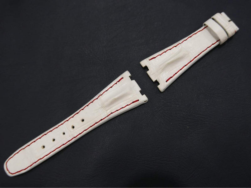 WHITE CROCODILE HORNBACK LEATHER STRAP - Lac Crado 