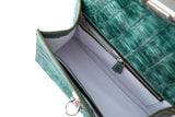 GREEN CROCODILE LEATHER HANDBAG