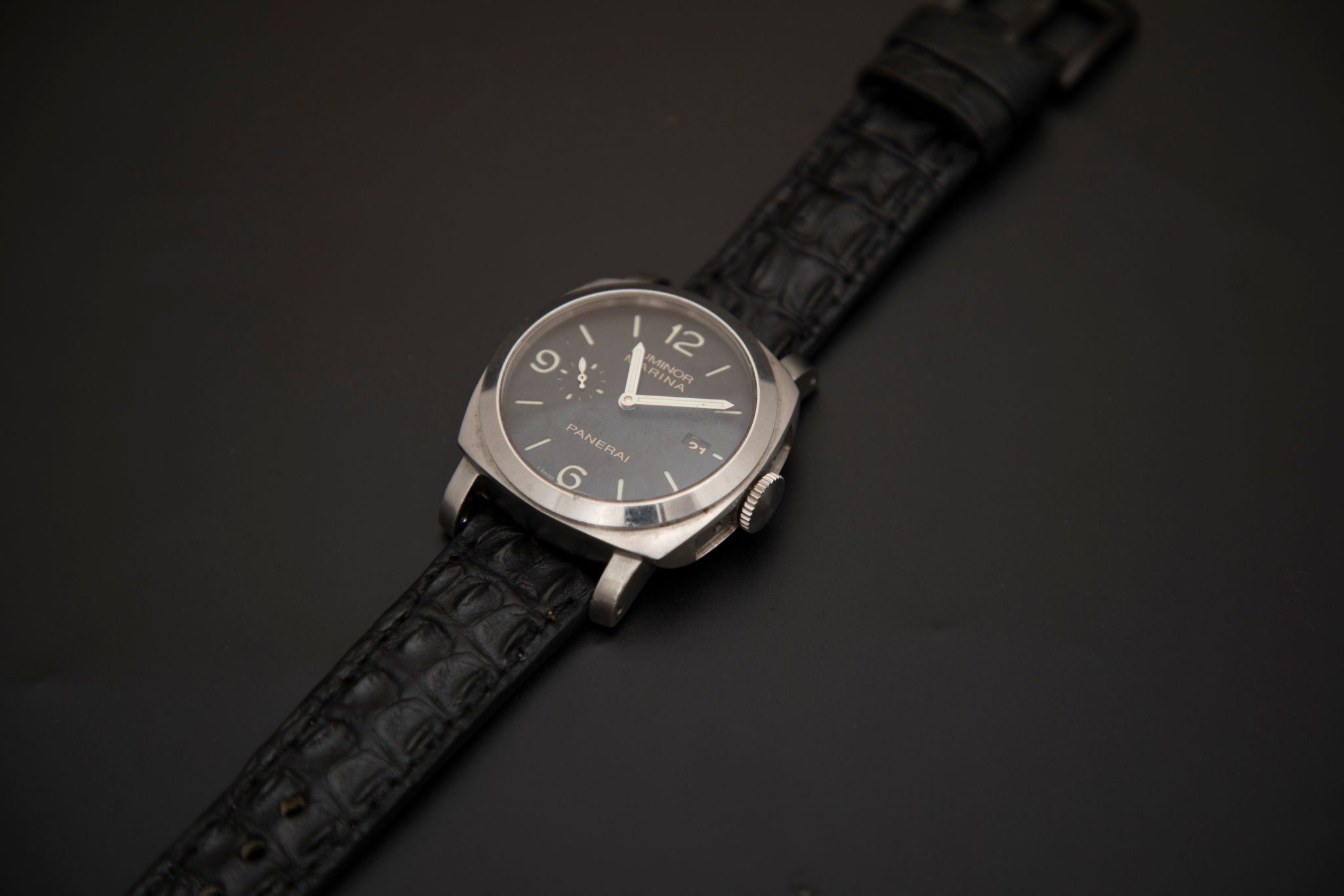 BLACK CROCODILE HORNBACK LEATHER STRAP - Lac Crado 