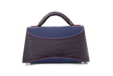BLUE&PURPLE HANDMADE GENUINE CROCODILE&LIZARD HANDBAG
