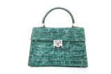 GREEN CROCODILE LEATHER HANDBAG