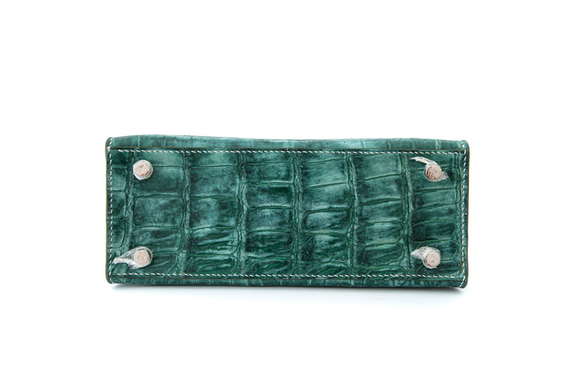 GREEN CROCODILE LEATHER HANDBAG