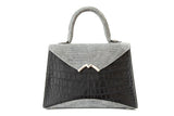 GREY&BLACK CROCODILE LEATHER HANDBAG