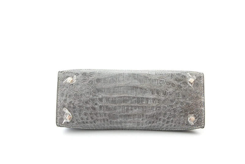 GREY&BLACK CROCODILE LEATHER HANDBAG