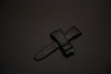 BLACK CROCODILE BELLY LEATHER STRAP