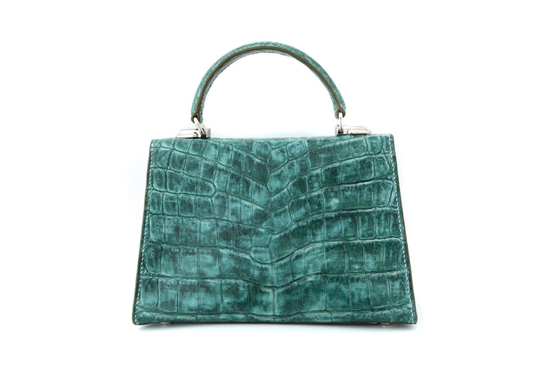 GREEN CROCODILE LEATHER HANDBAG