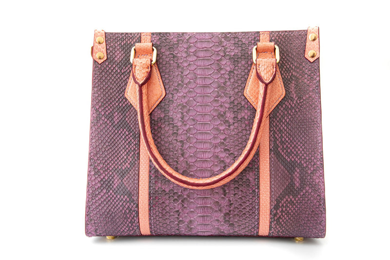 PURPLE PYTHON LEATHER TOTE BAG