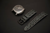 GREY CROCODILE HORNBACK LEATHER STRAP - Lac Crado 