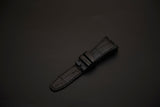 BLACK CROCODILE BELLY LEATHER STRAP