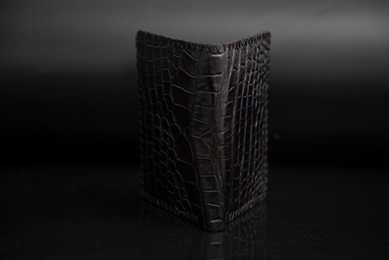 BLACK CROCODILE LEATHER WALLET